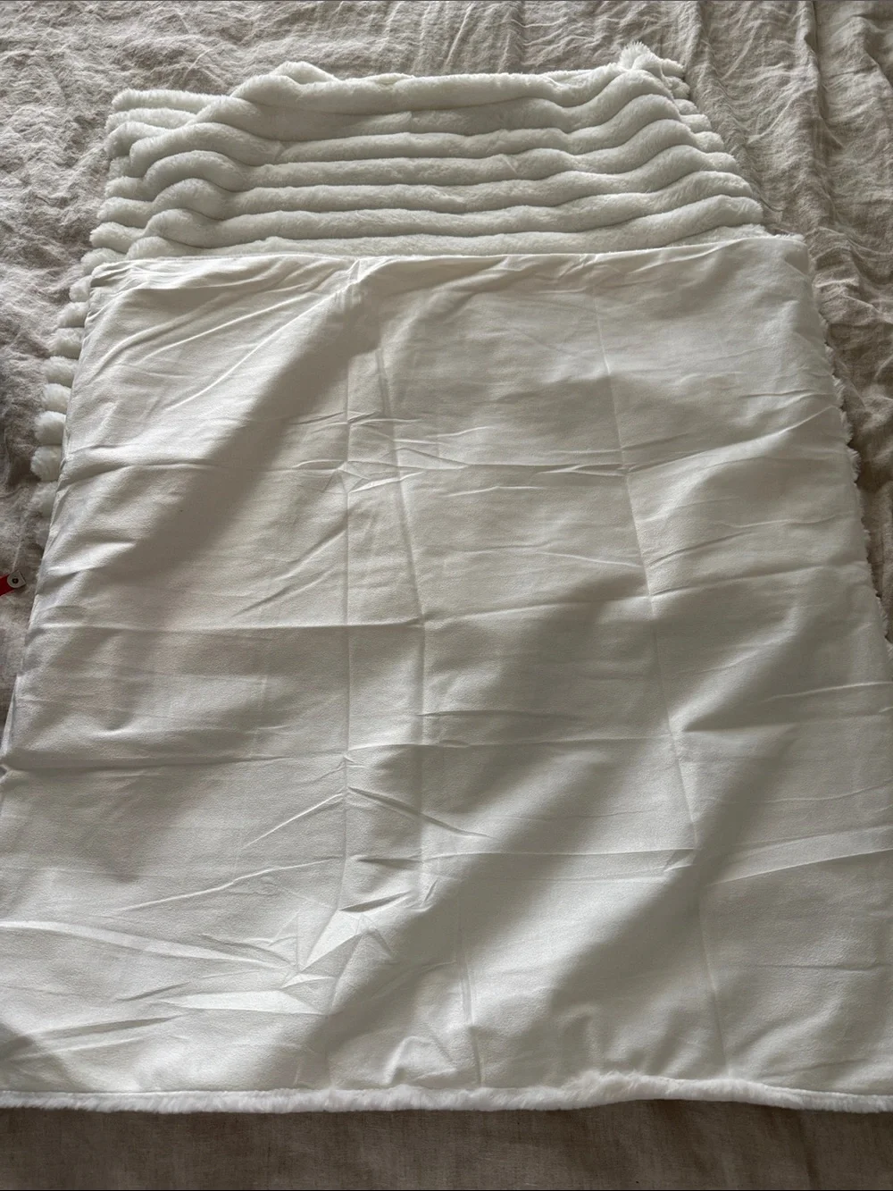 Plush Faux Fur 27x27 Pillow Cases (2) in Ivory